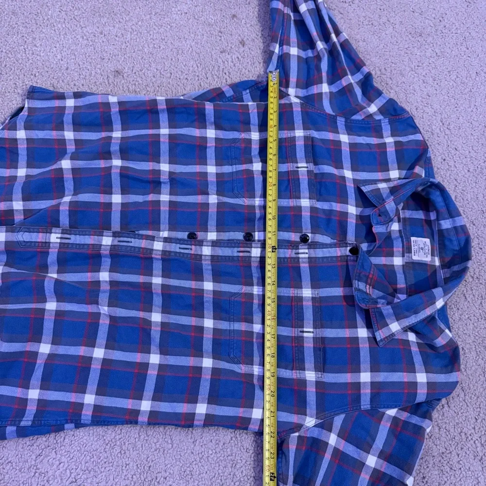J.Crew Plaid Flannel Shirt Mens Large Blue Red Cotton Button Up Casual Classic